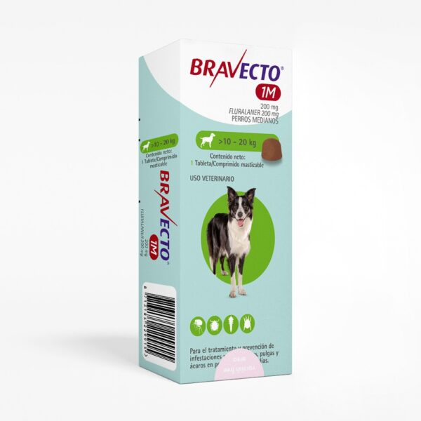 Bravecto 1M Antiparasitario Perros de 10 A 20 Kg Tableta 200 mg