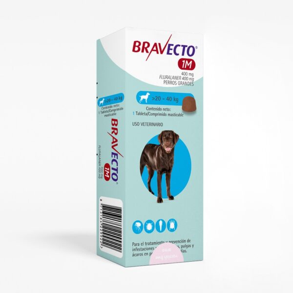Bravecto 1M Antiparasitario Perros de 20 A 40 Kg Tableta 400 mg